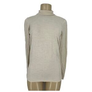 Athleta Small Turtleneck Women Cream Stretch Knit Wool Blend Pullover Top P150